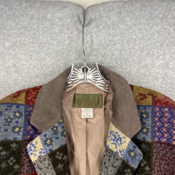 Vintage 90s J.L. Colebrook Wool Blend Patchwork Plaid Blazer Jacket Lined Sz M - Picture 7 of 10